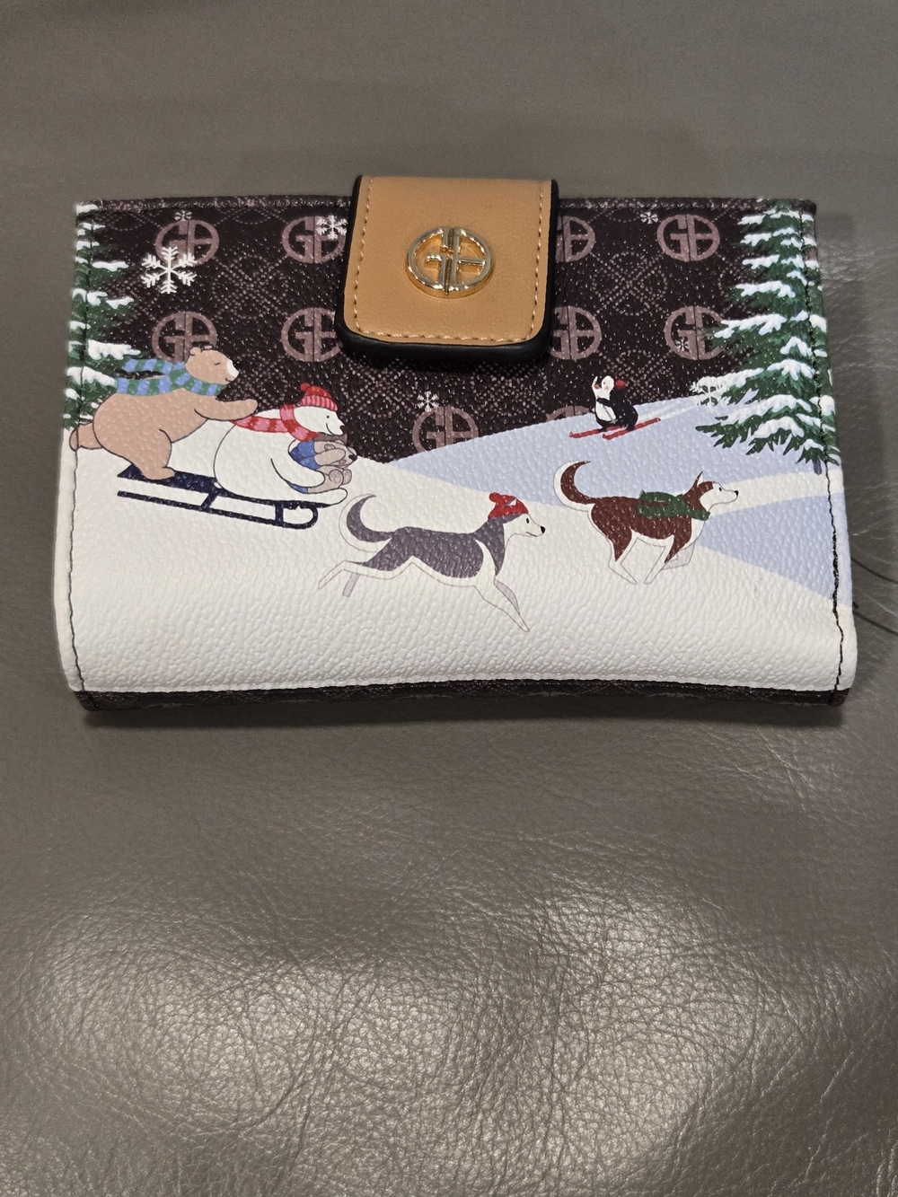 Giani Bernini Brown & White Seasonal Print Wallet